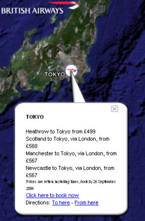 Destination Tokyo - Google Earth et British Airways