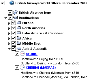 Les offres de British Airways sur Google Earth Septembre 2006