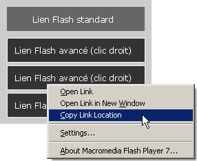 Menu contextuel sur les liens dans flash via une classe ActionScript 2