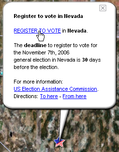 Layer Register to vote sur Google Earth